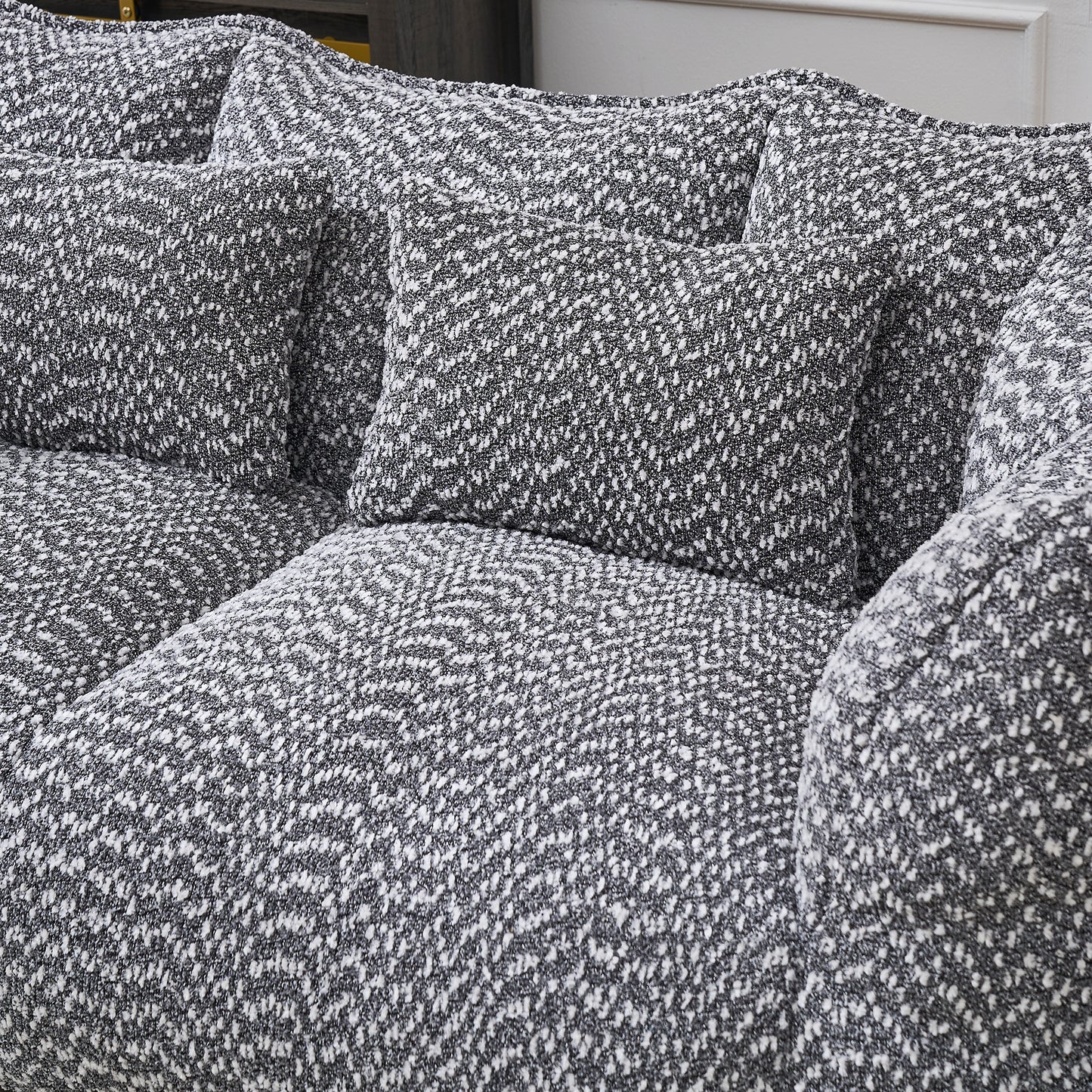 Soft Grey Beanbag Chair with Foam Core - Comfortable Recliner for 2