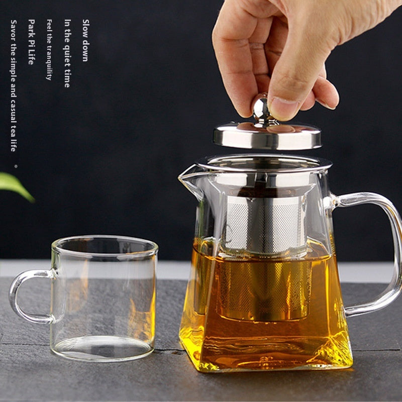 Glass Teapot Set with Strainer - High-Temperature Heat-Resistant Kitchenware