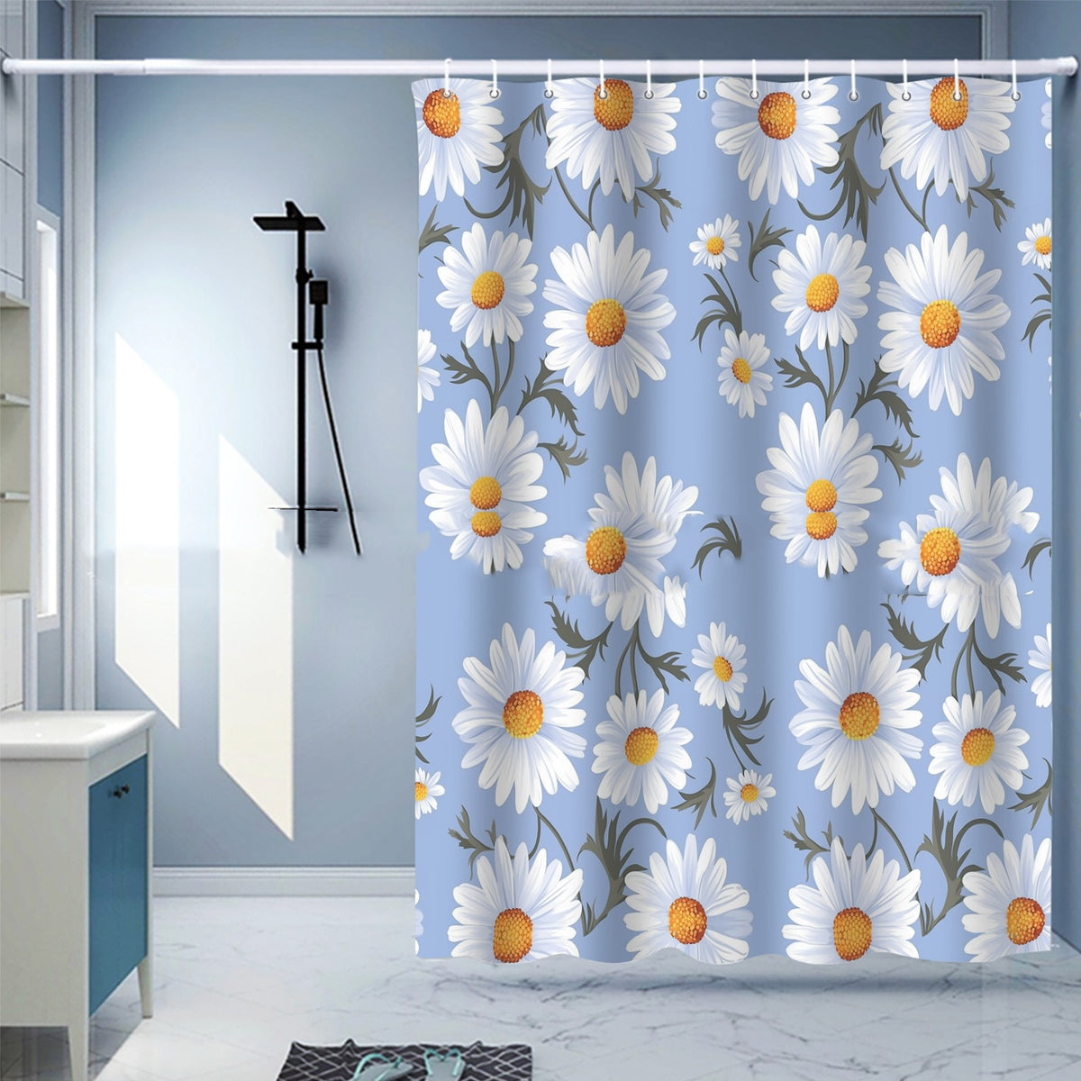 Waterproof Digital Printing Shower Curtain - Punch-Free European Style 183x214cm