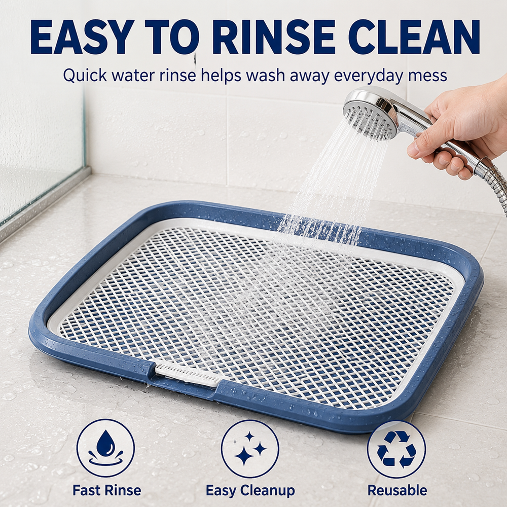 Indoor Dog Potty Tray with Removable Mesh Grid Leak-Proof Puppy Training Toilet