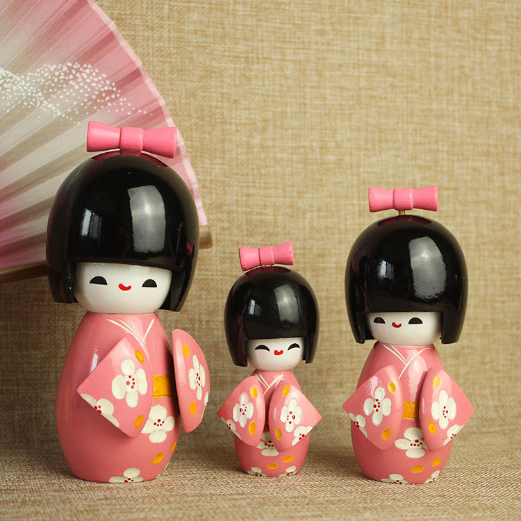 Japanese-Style Kimono Doll for Sushi Restaurant Decor - Handmade Wooden Figurine