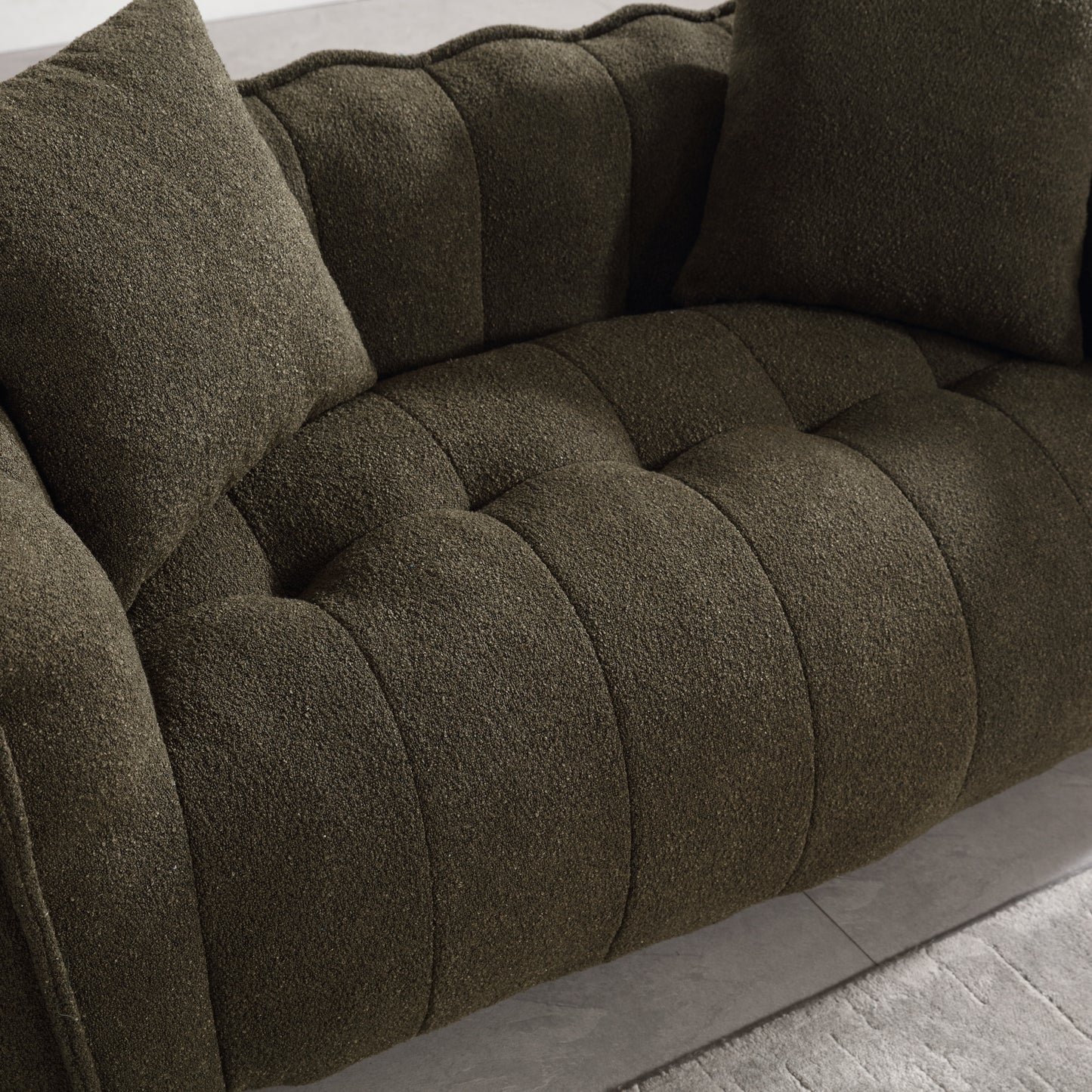 Olive Green Soft Beanbag Chair for Two - Chenille Foam Recliner