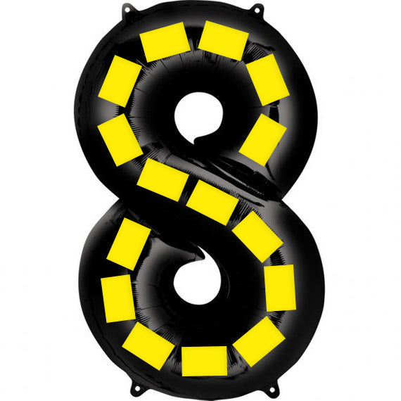 Oversized Number Balloon Set 40 Inch Black Yellow Dotted Party Decor