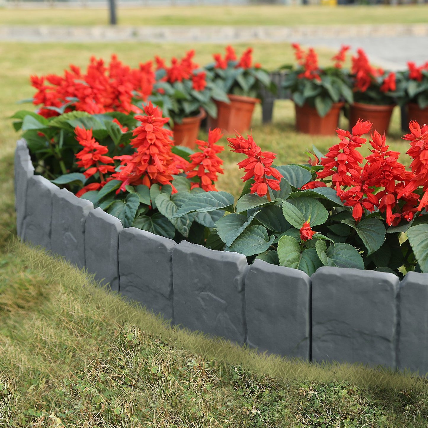 20 Pcs Plastic Garden Edging Border Stones for Lawn & Flowerbeds