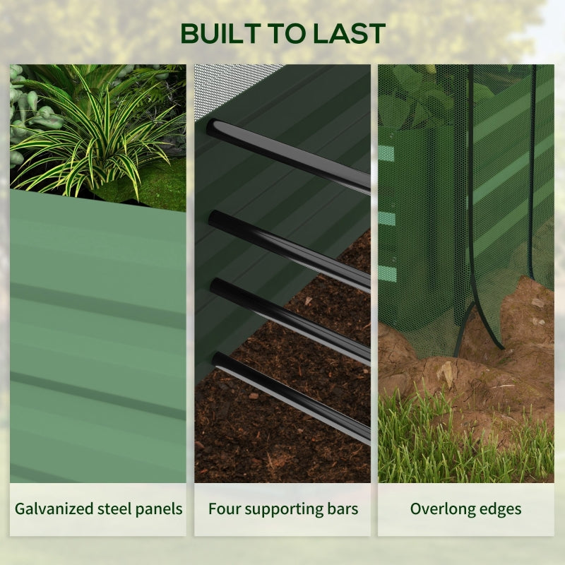 Galvanized Steel Planter Box With Crop Cage And Shade Cloth, Raised