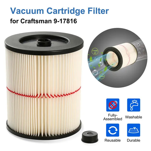 Vacuum Cartridge Filter Replacement for Craftsman 9-17816 - White