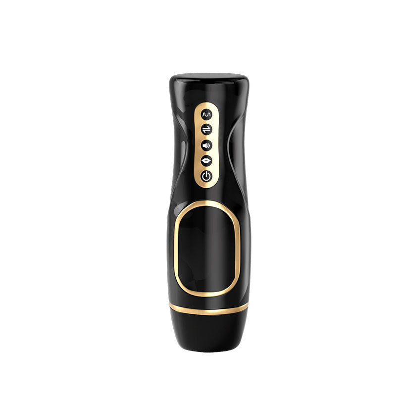 Men's Telescopic Masturbation Device with Vibration Clamp - Black