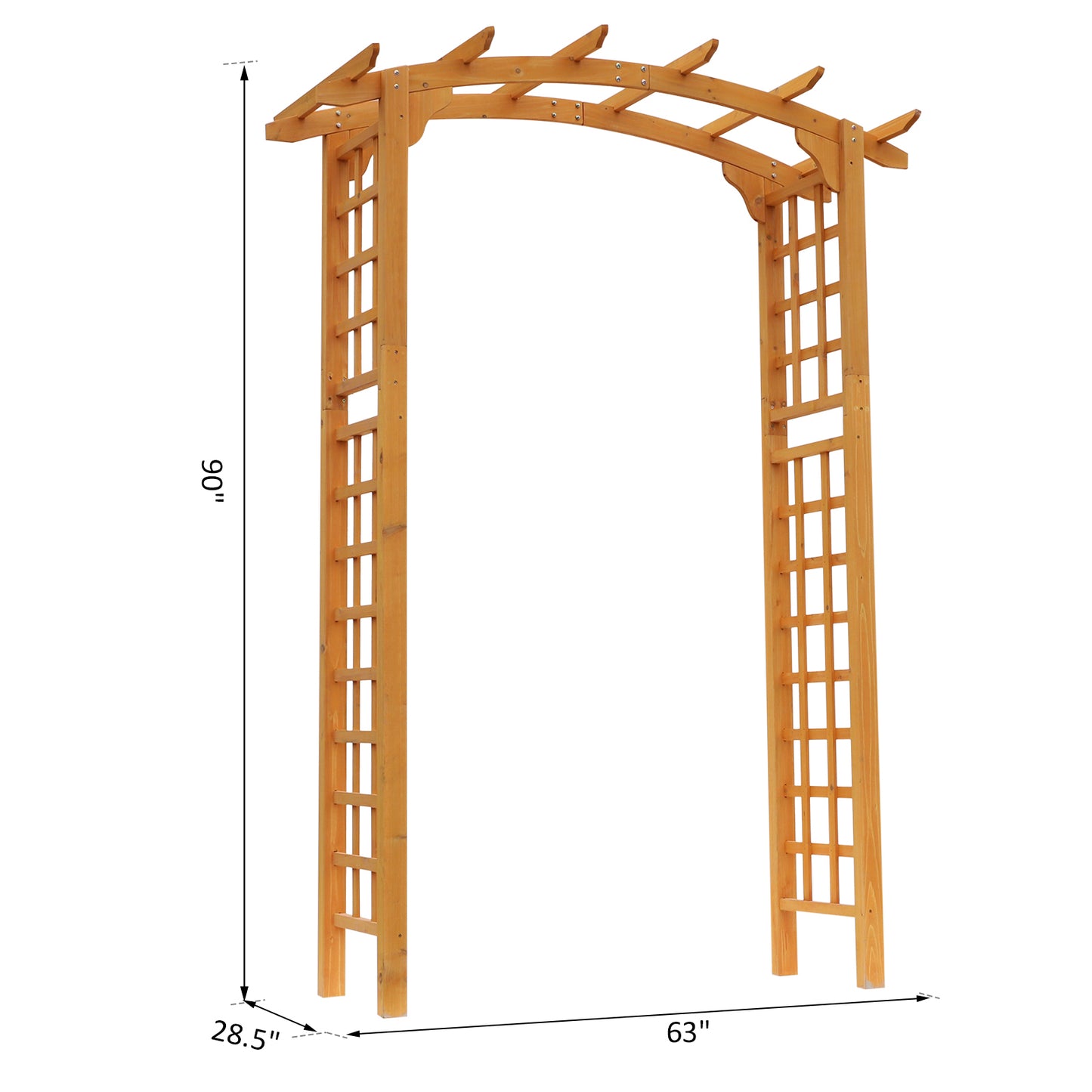 7.5 Ft Round Fir Wood Garden Arbor Archway for Climbing Plants