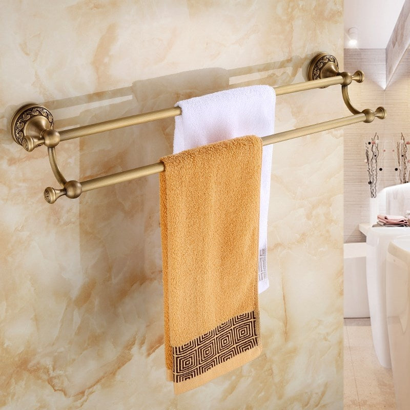 Copper Wall-Mounted Bathroom Shelves with Carved Design - Multiple Sizes