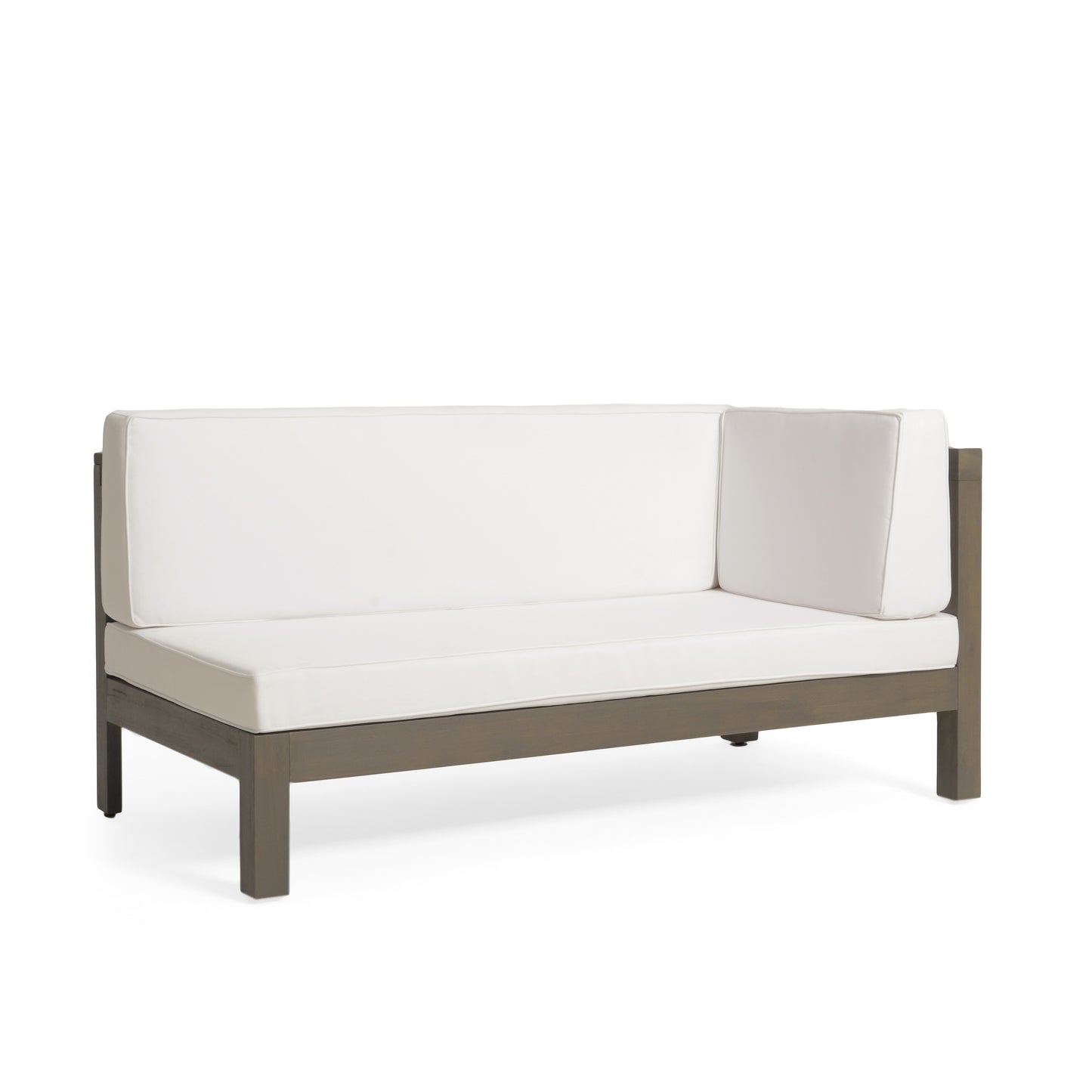 Acacia Wood Corner Bench with Coffee Table - White