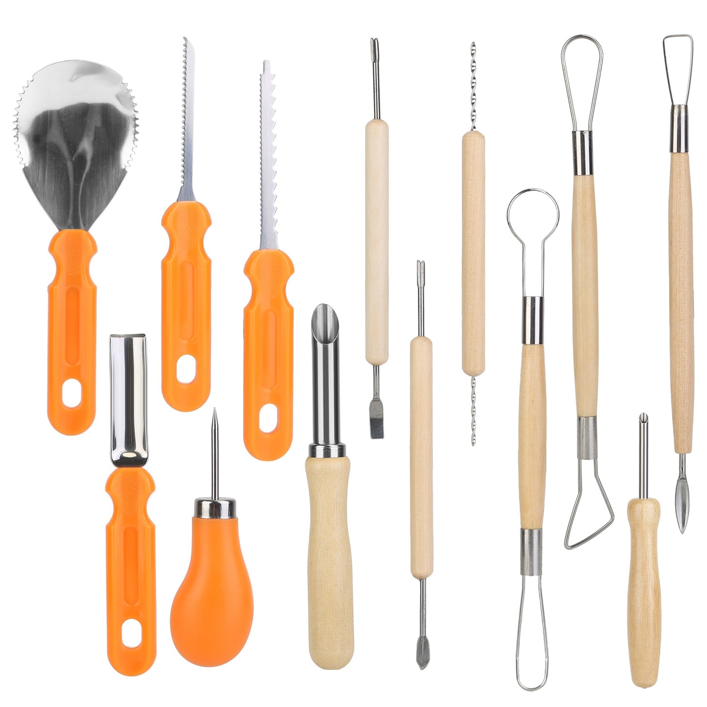 13-Piece Pumpkin Carving Kit - Stainless Steel Tools for Halloween