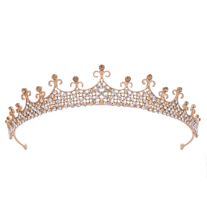 Luxury Alloy Crystal Crown Headband for Women - Gold & Silver