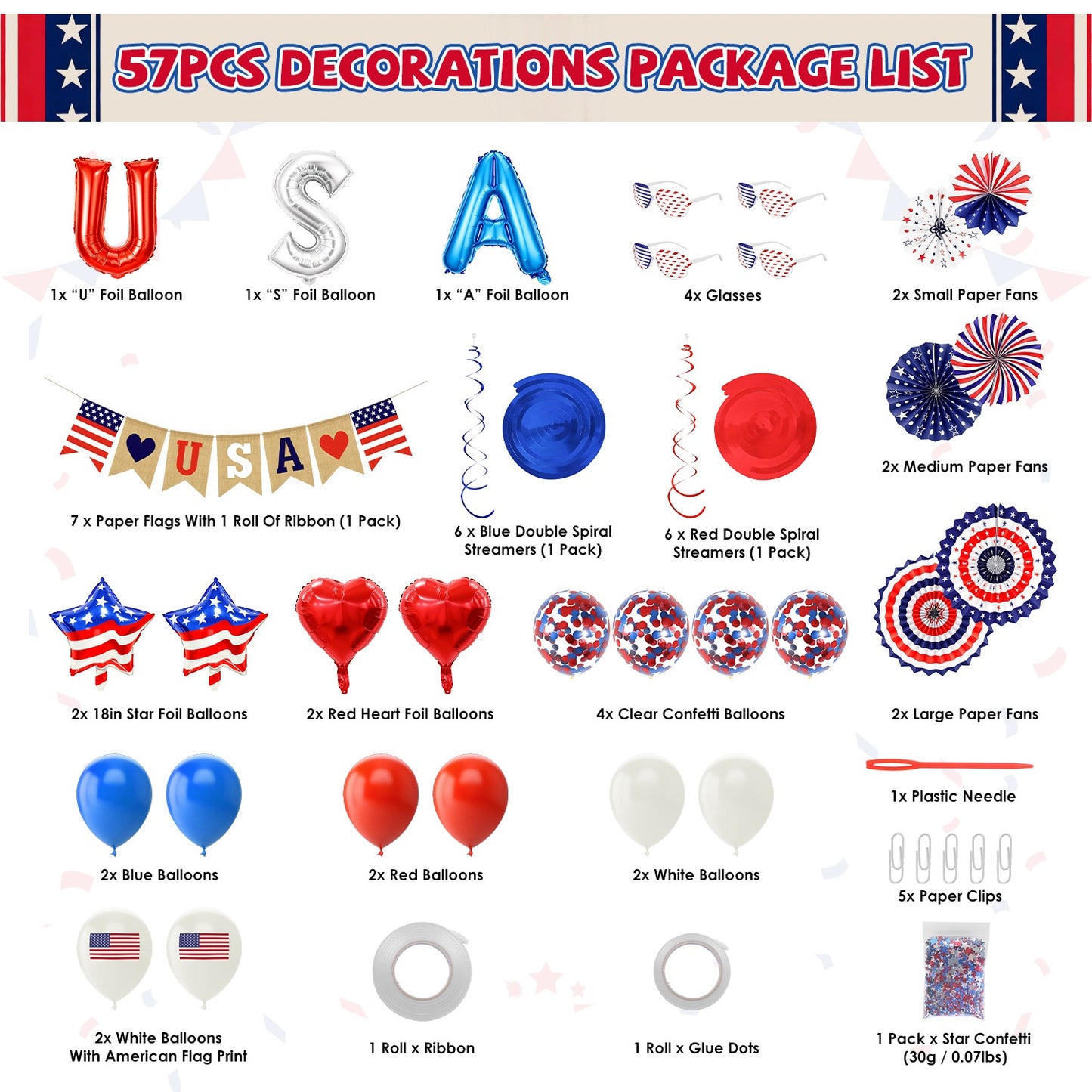 Complete 4th of July Decoration Set - Patriotic Party Supplies