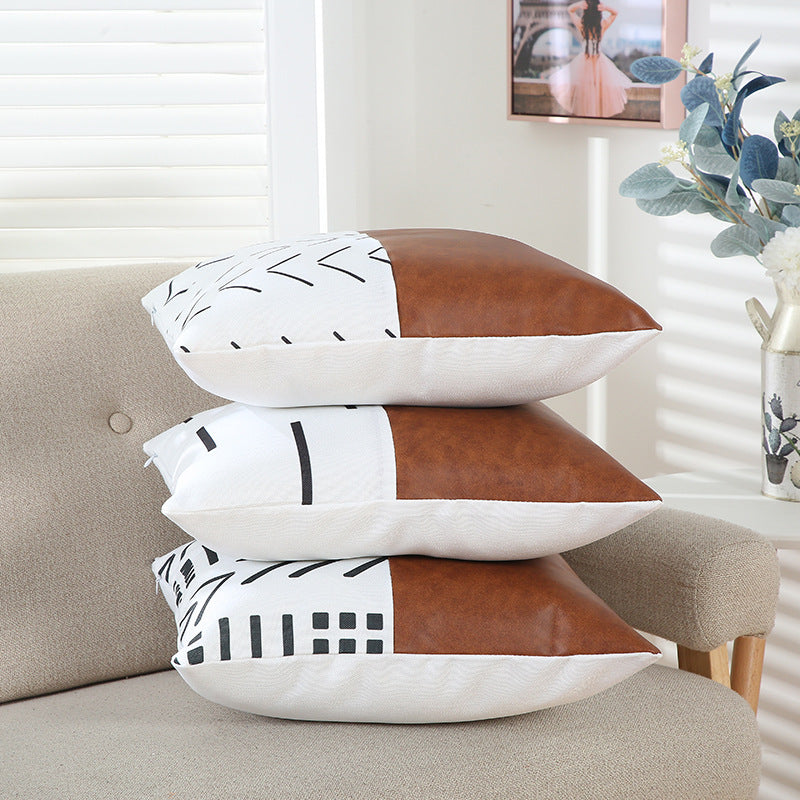 Office Sofa Geometric Line Print Pillowcase 45x45cm Modern Decor