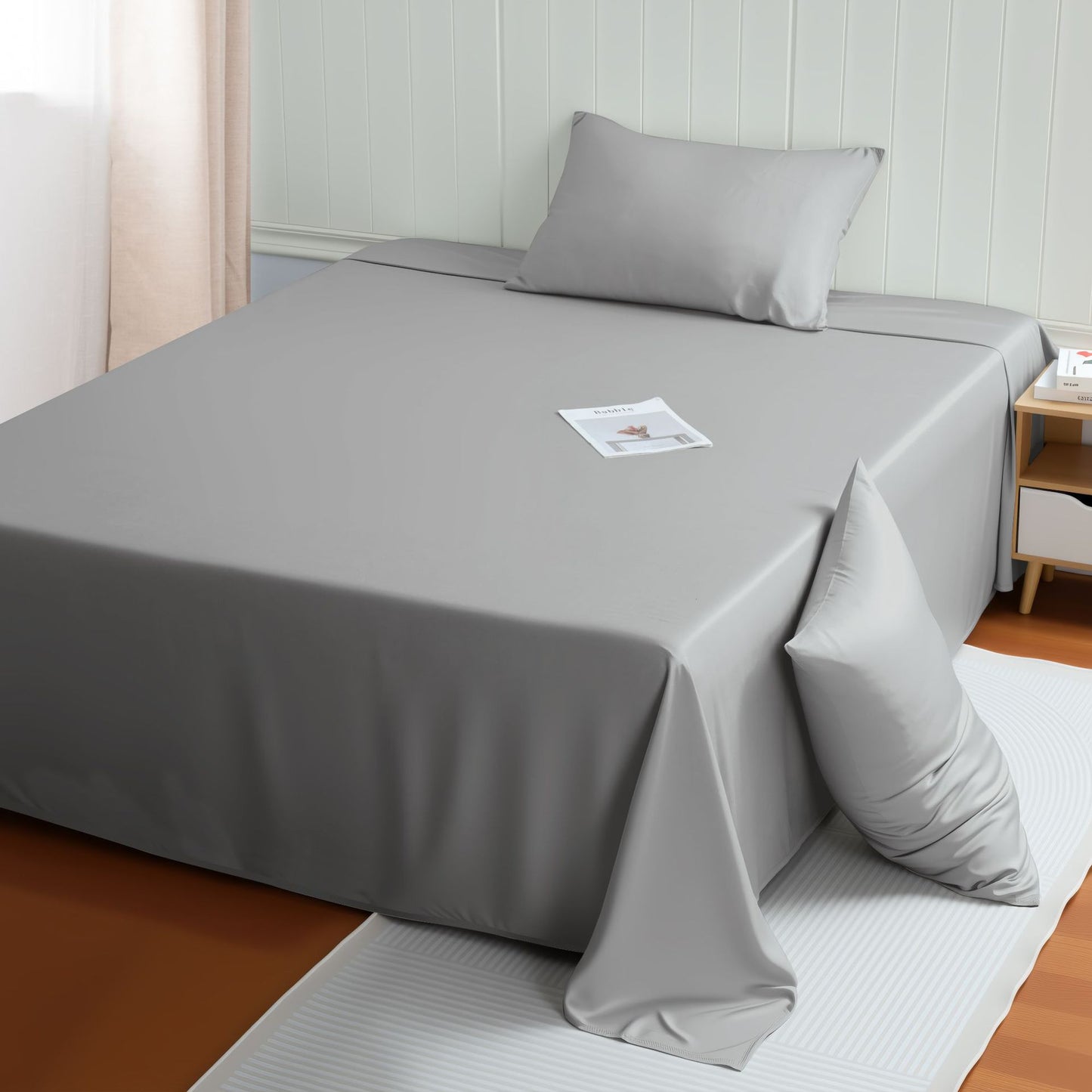 High-End Solid Color Bamboo Fiber Bed Sheet for Summer Sleep