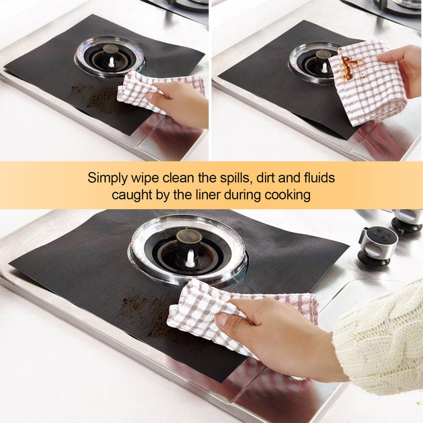 4-Pack Reusable Nonstick Stove Burner Protector Liners