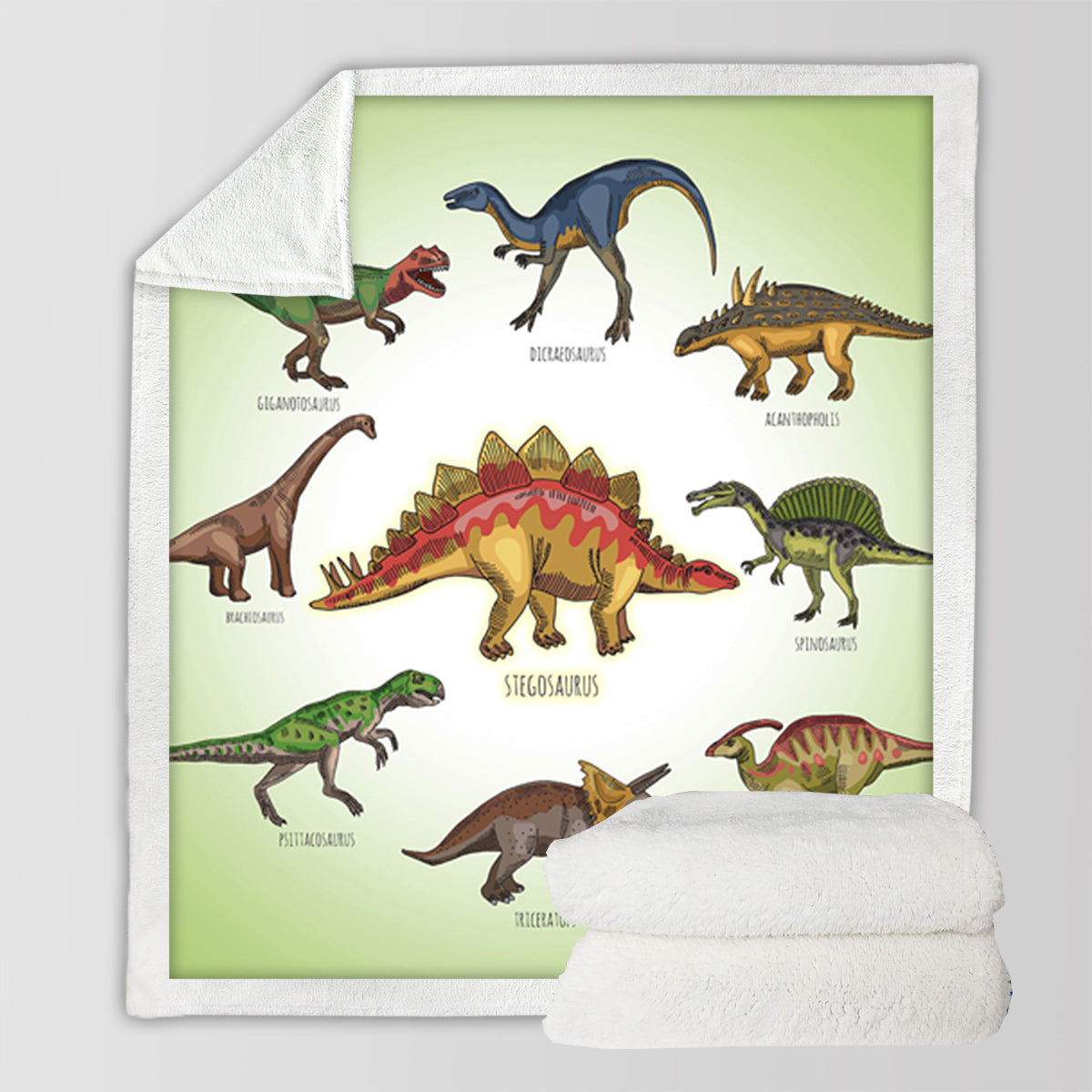 Dinosaur Family Sherpa Fleece Throw Blanket - 50x60 & 60x80