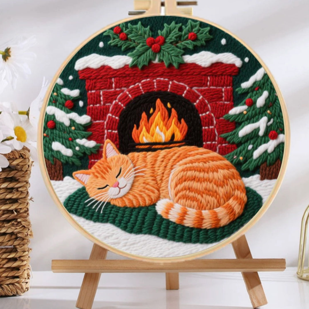 Embroidery Material Kit for Cross-Stitch Crafts - Includes Frame & Scissors