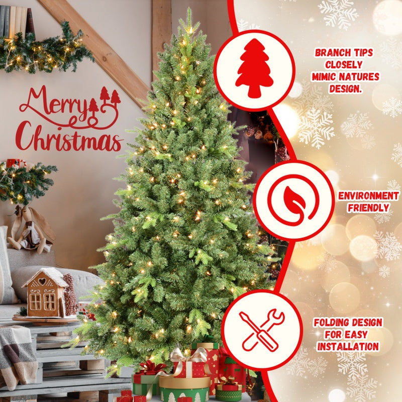 9ft Green PE/PVC Christmas Tree with 800 UL Lights