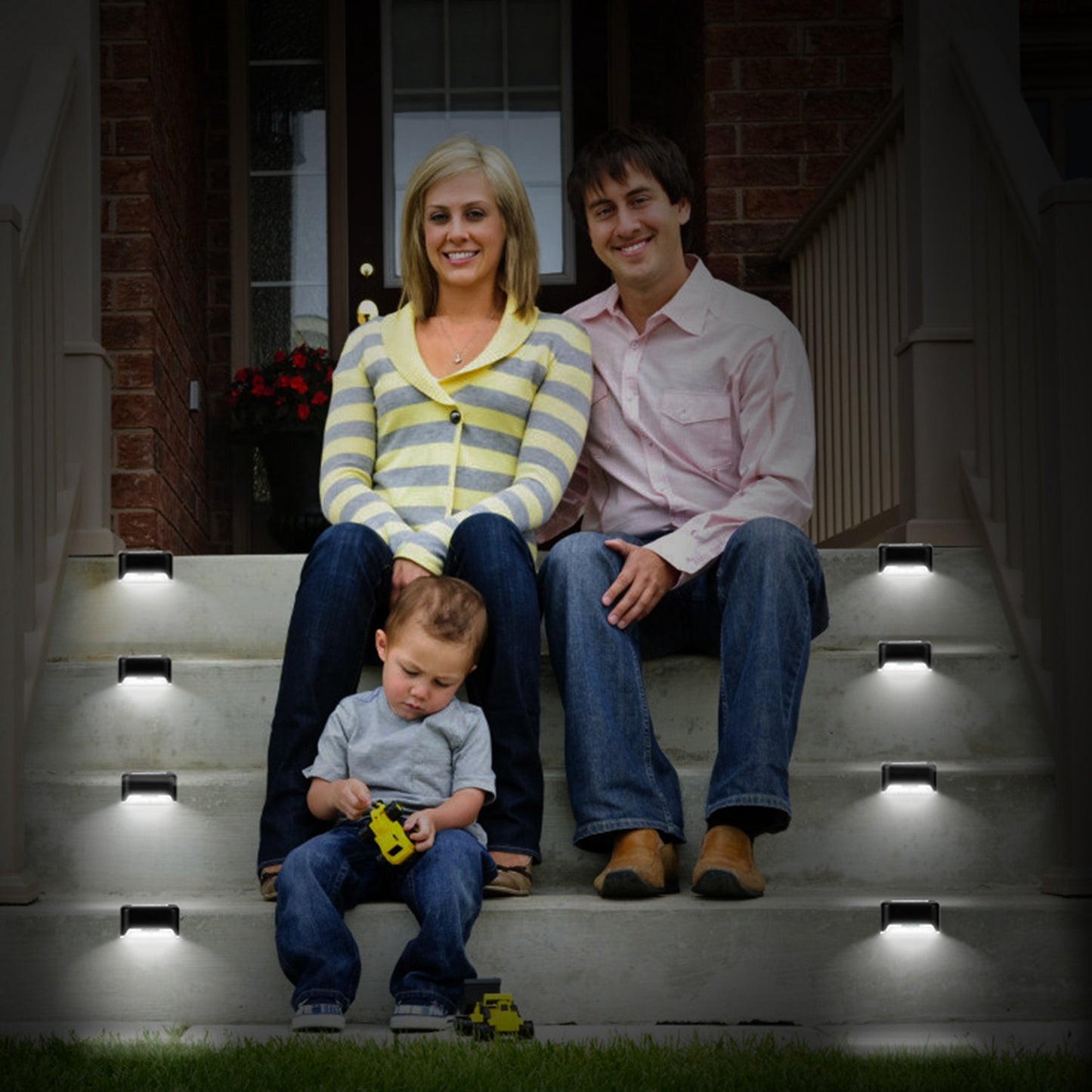 4 Pack Solar LED Step Lights Outdoor Water-Resistant Fence & Path Lights