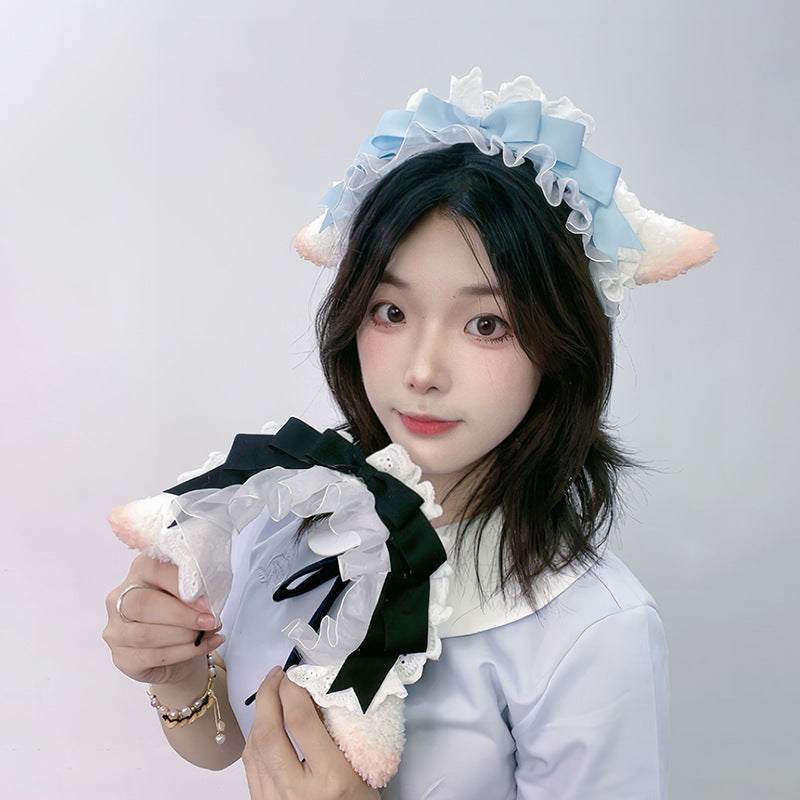 Lolita Sheep Ear Headband - Maid Style Costume Accessory for Party & Dress Up