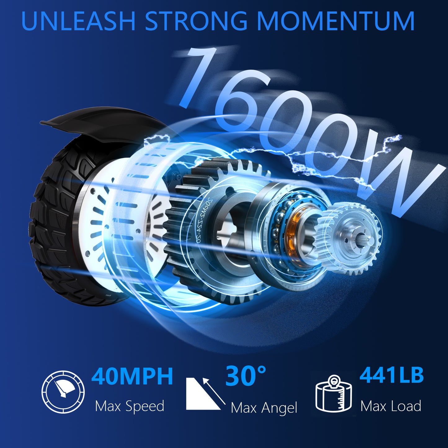 1600W Off-Road Electric Scooter - 48V 21Ah, 65km/h Top Speed