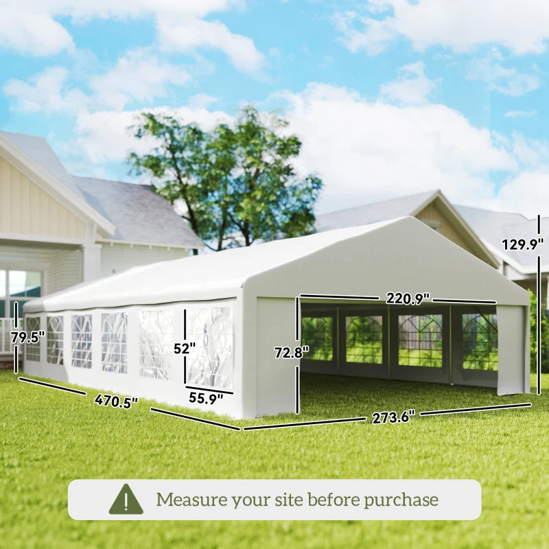 Large Outdoor Carport Canopy Party Tent with Removable Sidewalls - White