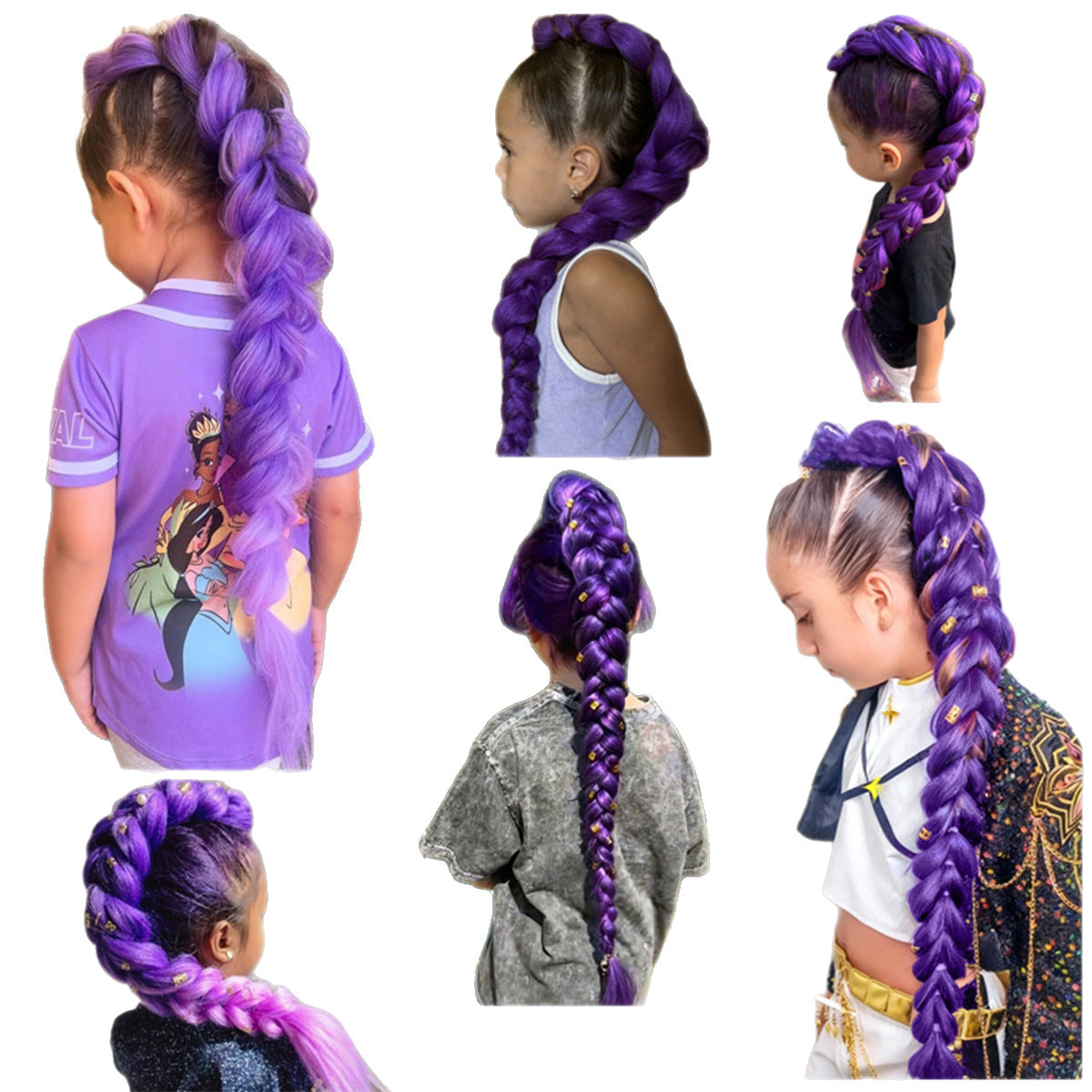Colorful Synthetic Braided Ponytail Wig with Elastic Band - Hair Extension