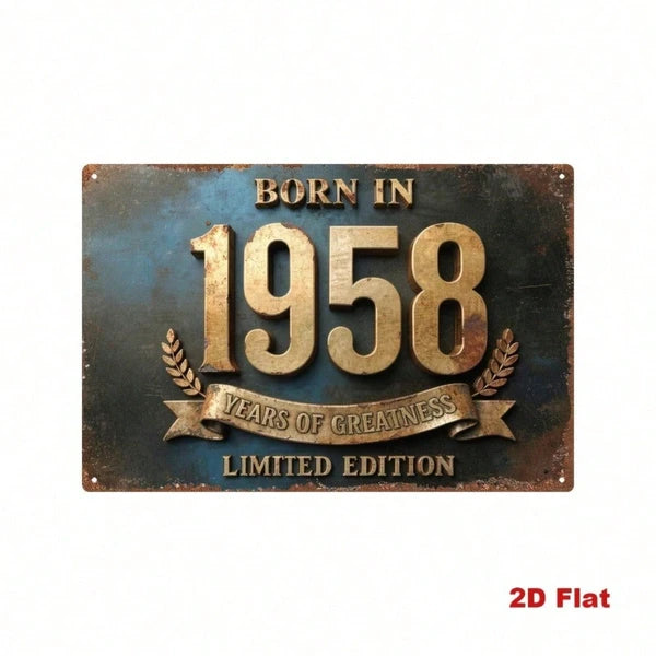 Vintage 1958 Metal Tin Sign - Retro Wall Art Plaque, 7.87x11.81in
