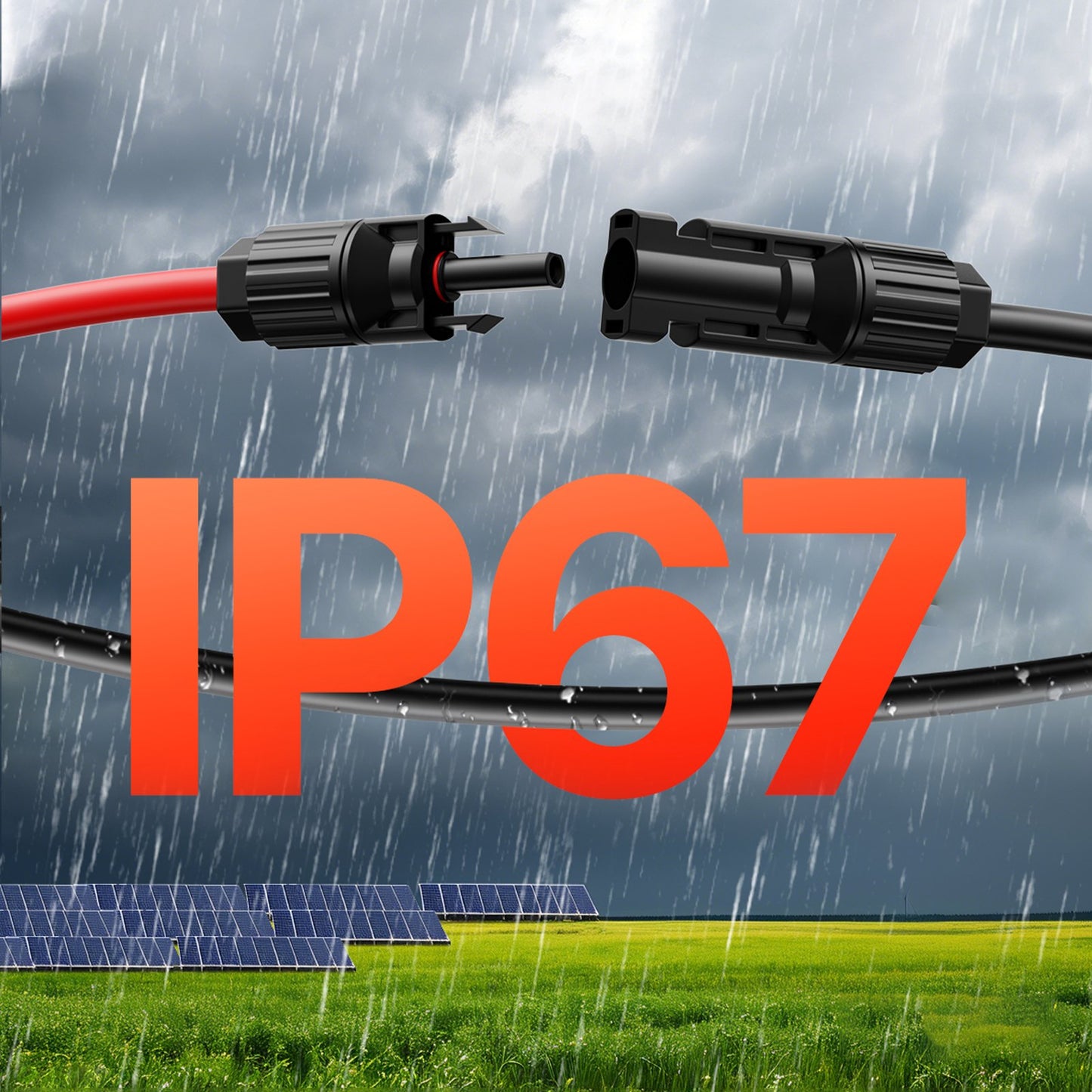 100FT Solar Panel Extension Cable Set 10AWG Waterproof Connectors