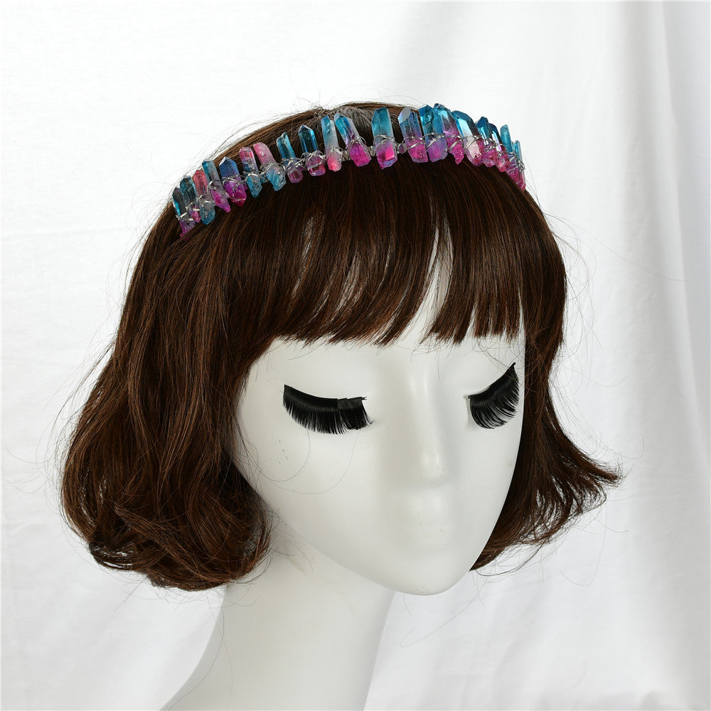 Handmade Crystal Hair Accessory with U-Shaped Design - Color Options Pink & Blue