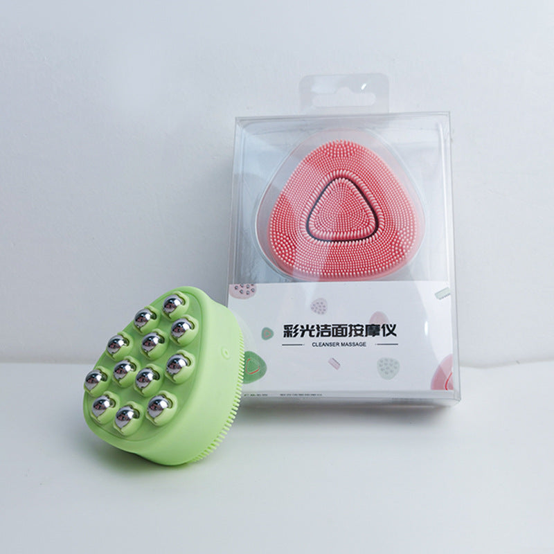 Electric Silicone Facial Cleansing Device with Multi-Gear Light Therapy
