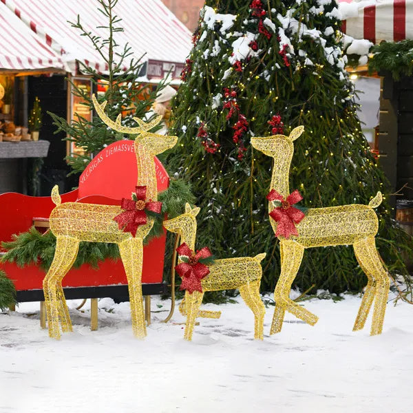 Lighted Christmas Reindeer Family Set - 3-Piece Outdoor Decor