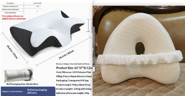 Butterfly-Shaped Memory Foam Pillow with Removable Cover for Home & Decor