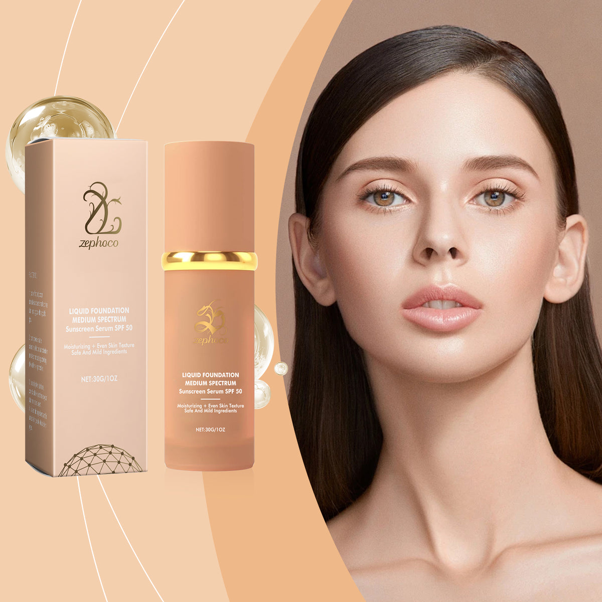 Moisturizing Sunscreen Foundation - 30g Face SPF Makeup