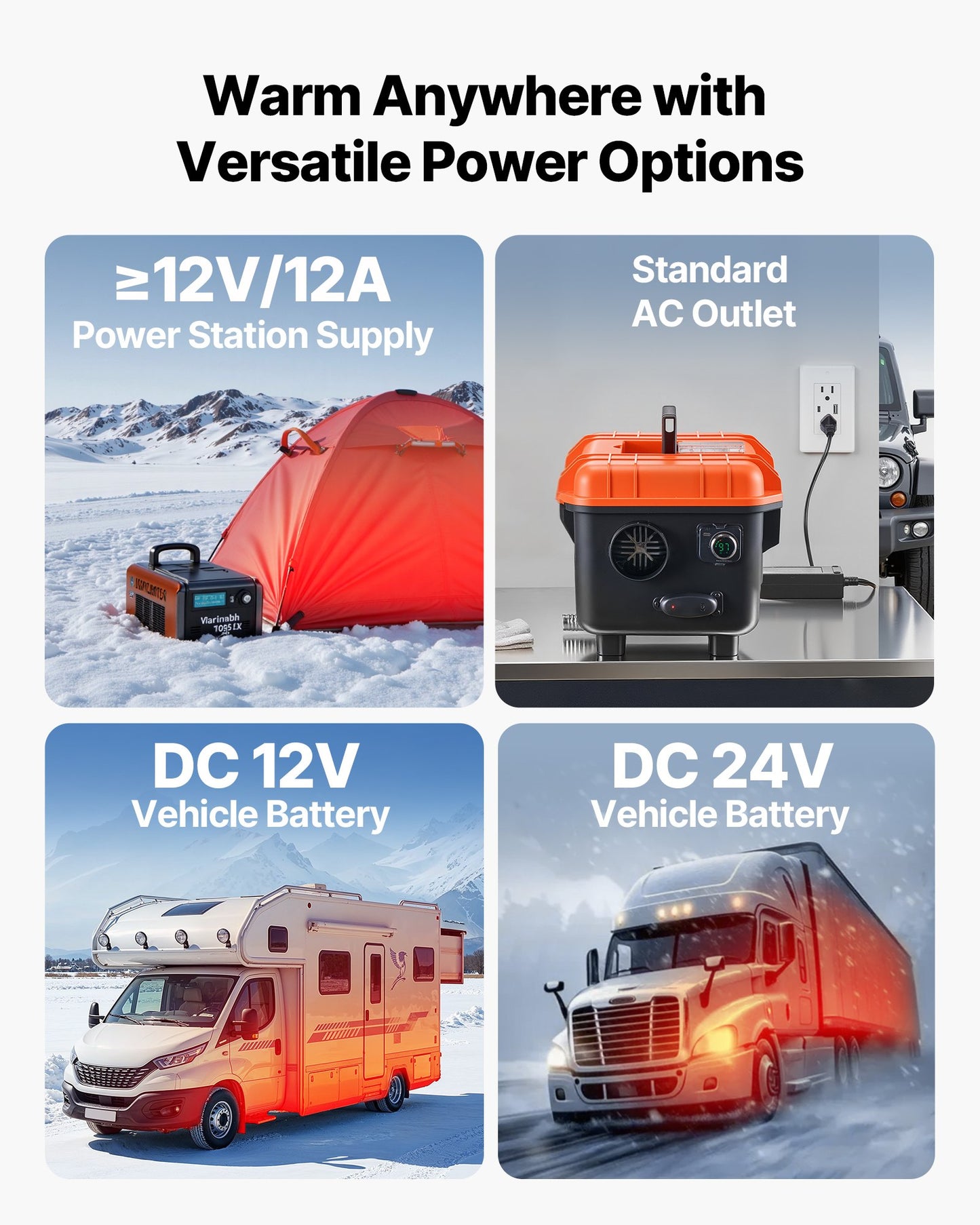Portable Diesel Heater 8KW All-in-One Space Heater with 1.1 Gal Fuel Tank - Orange