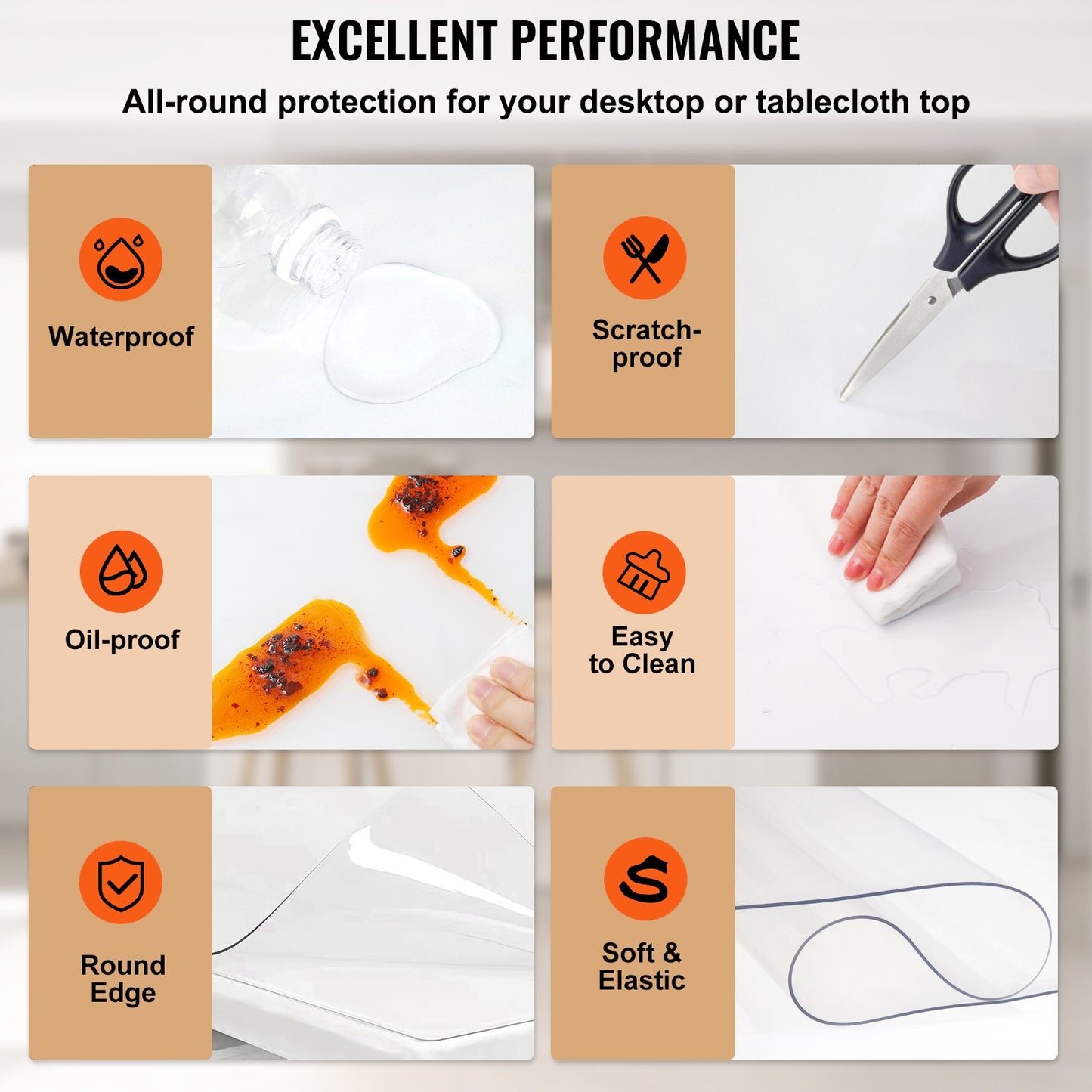 Clear Table Cover Protector - 42x96 Inch PVC Table Pads