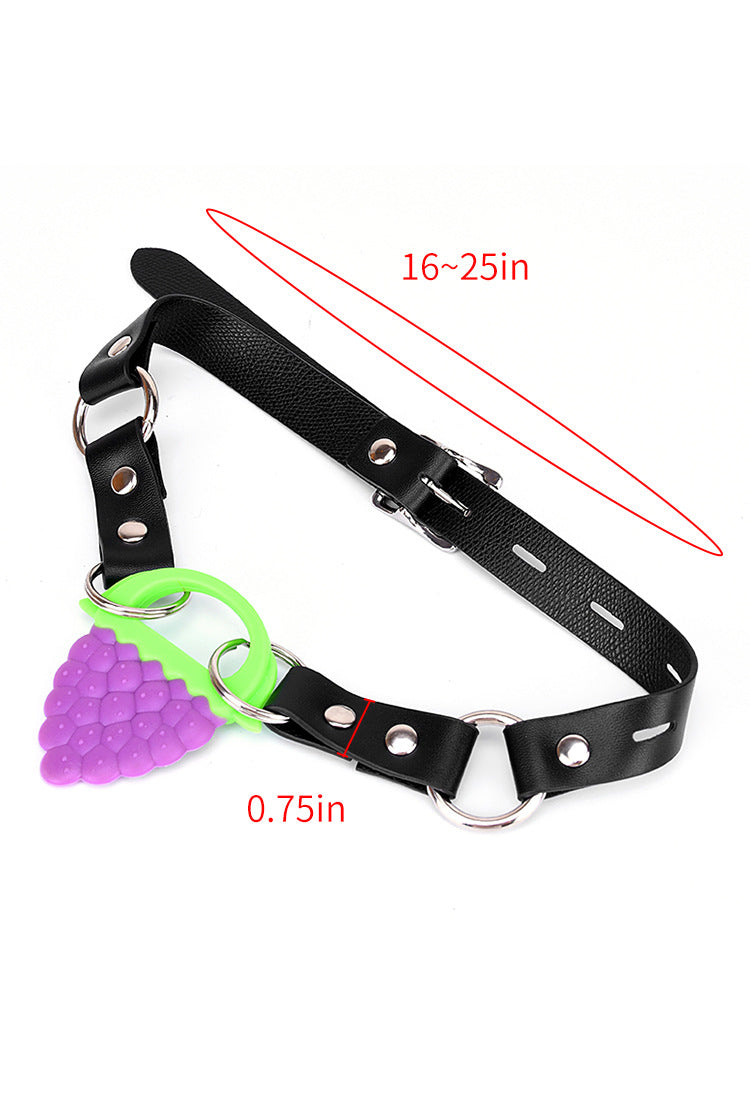 Fruit-Shaped Mouth Ball Gag Set for Adult Wellness Games - Grape, Watermelon, Strawberry, Nipple, Ice Cream Variants
