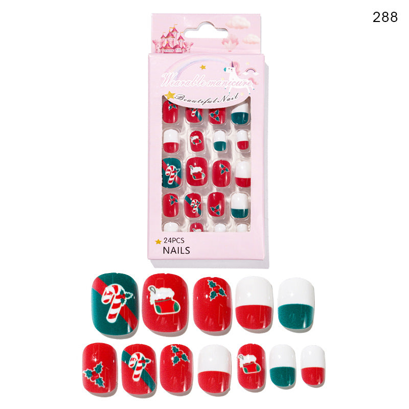 Christmas Kids Nail Stickers 24 Pieces Wearable Nail Art for Children