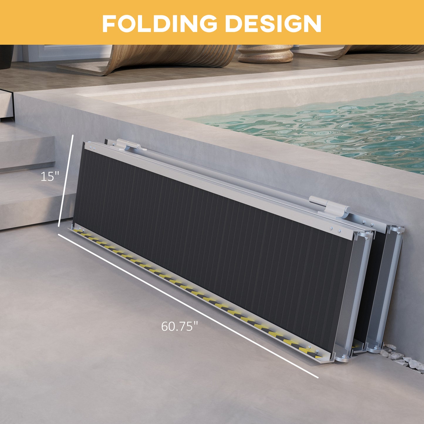 10FT Foldable Aluminum Wheelchair Ramp with Non-Slip Surface