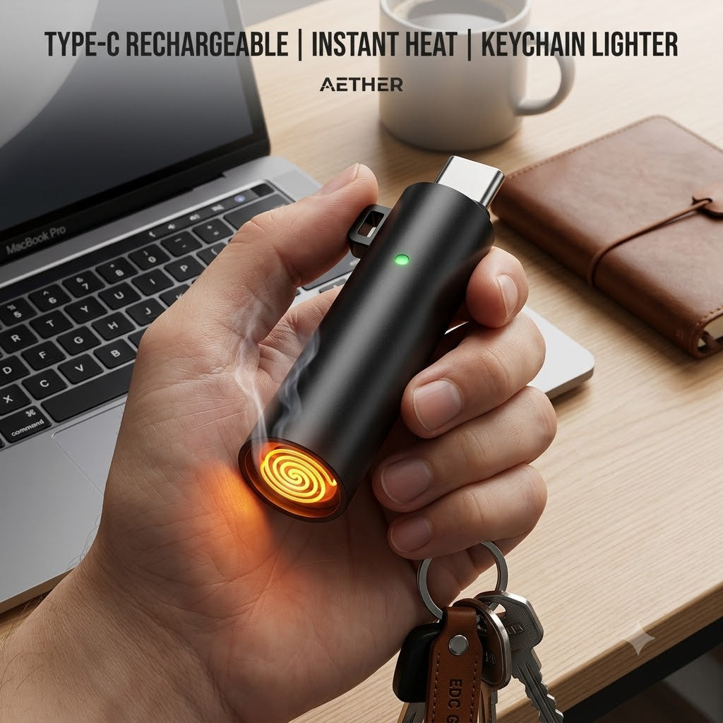Type-C Phone-Powered Lighter - Battery-Free, Windproof, Mini