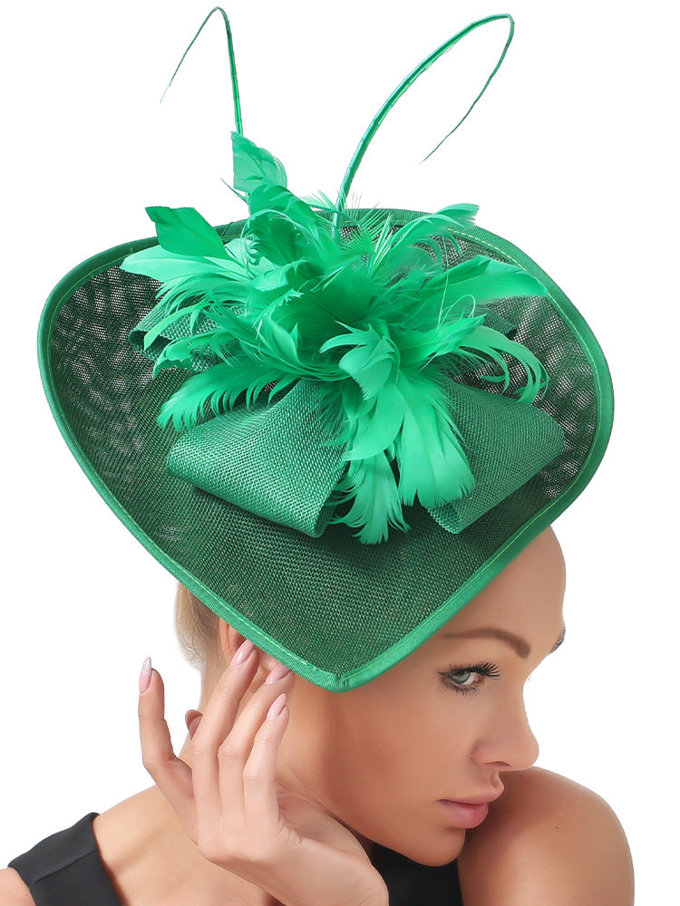 Dome Top Hat with Feathers - Women's Hair Clip