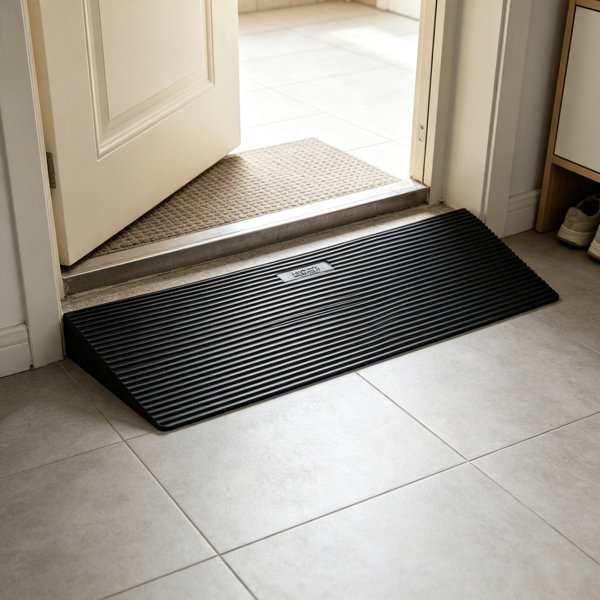 35.4 Inch Rubber Threshold Ramp, Non-Slip Wheelchair Slope with Cuttable Width