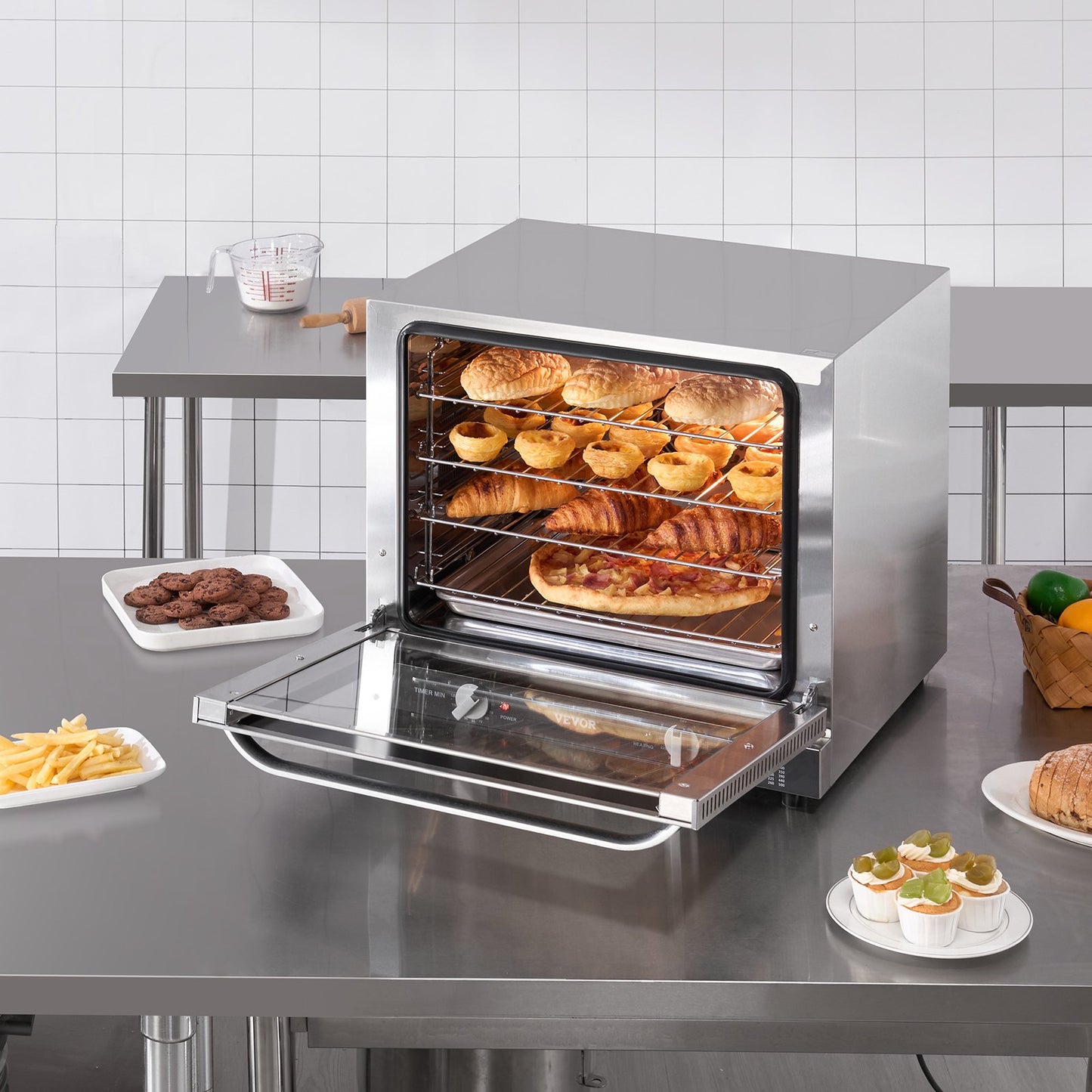 66L Commercial Countertop Oven - 2800W Electric Stainless Steel Toaster