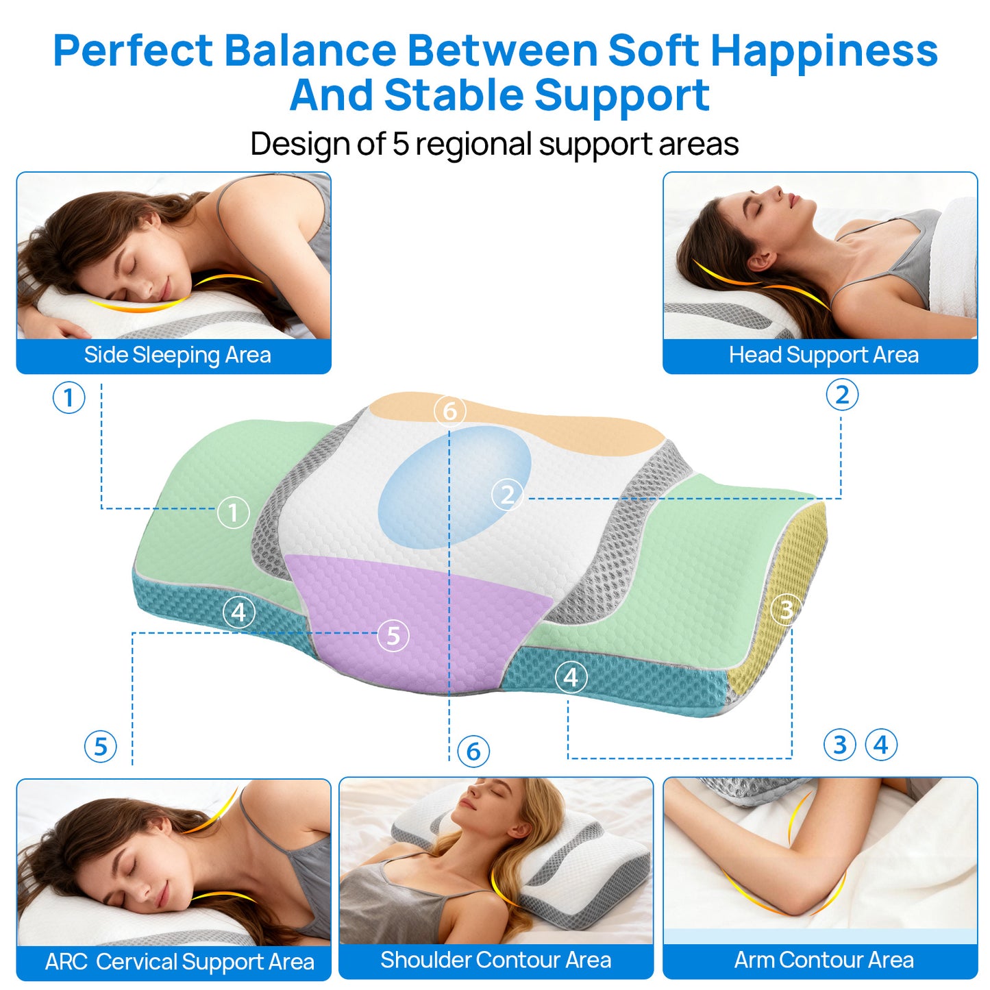 Cooling Ergonomic Memory Foam Neck Pillow - Multiple Variants