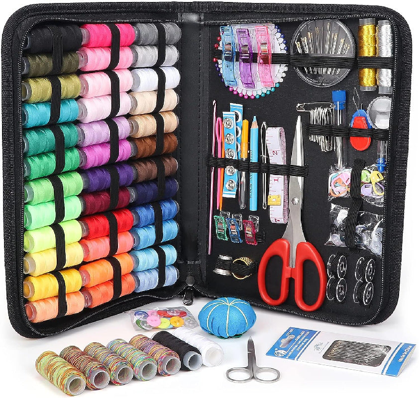 Colorful Thread Sewing Kit with Storage Bag 205PCS Set for Crafts & Repairs