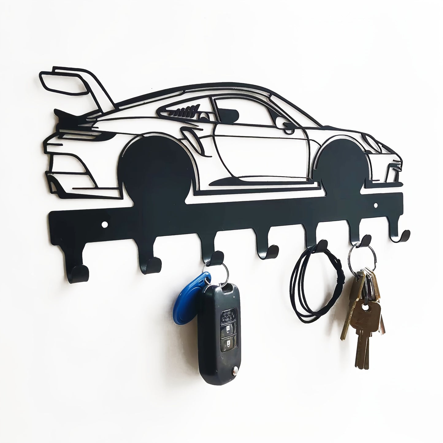 Metal Wrought Iron Car Silhouette Wall Hanging Decoration - Modern Minimalist Home Accent