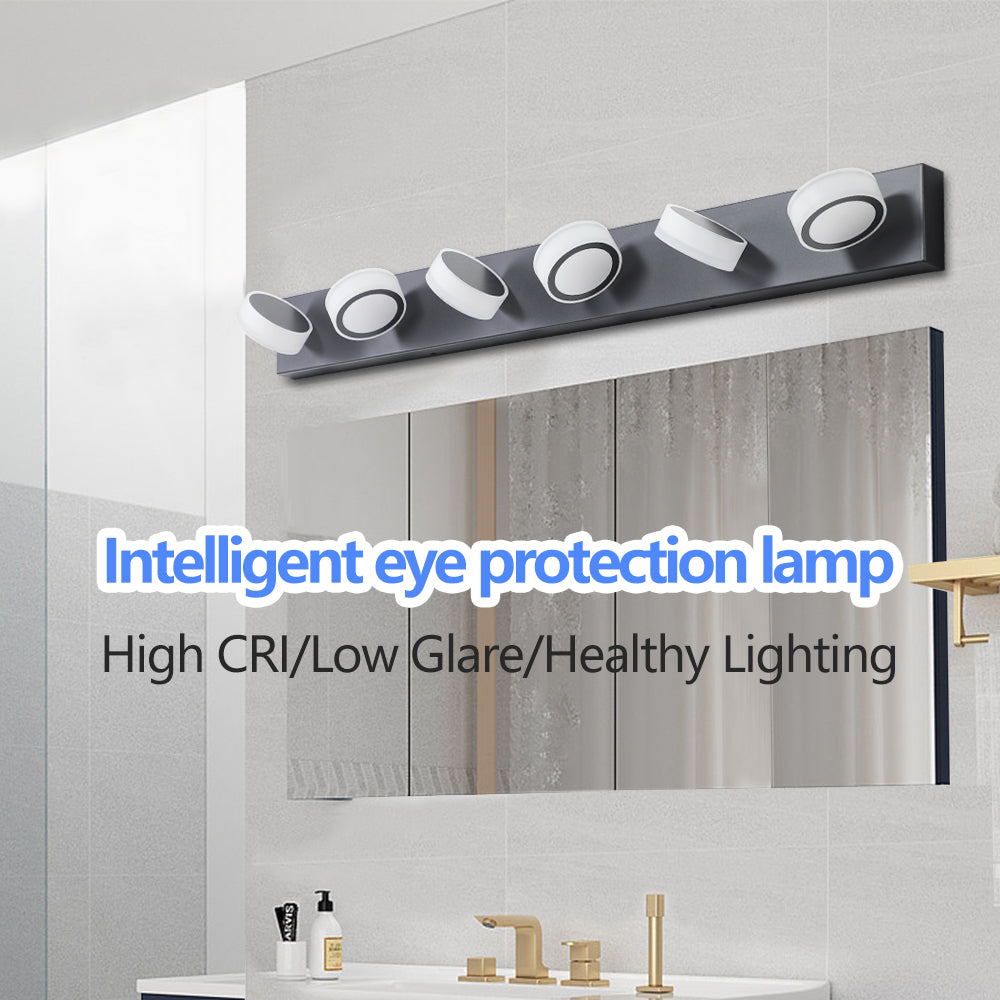 36W Dimmable 6-Light LED Vanity Light Fixture - Black
