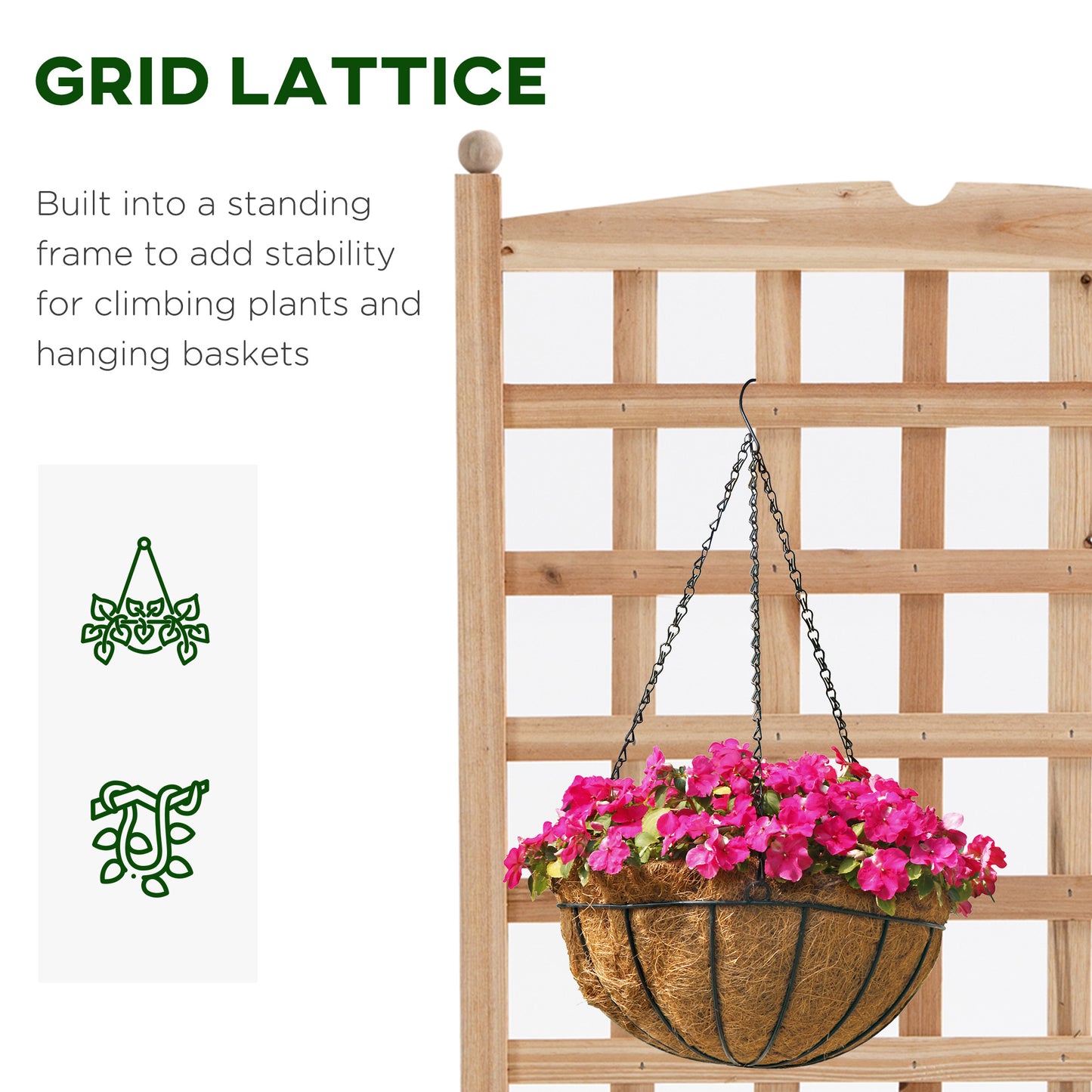 Wooden Raised Garden Bed with Trellis - Outdoor Planter Box for Climbing Vines and Flowers, 24 x 12 x 49 Inches