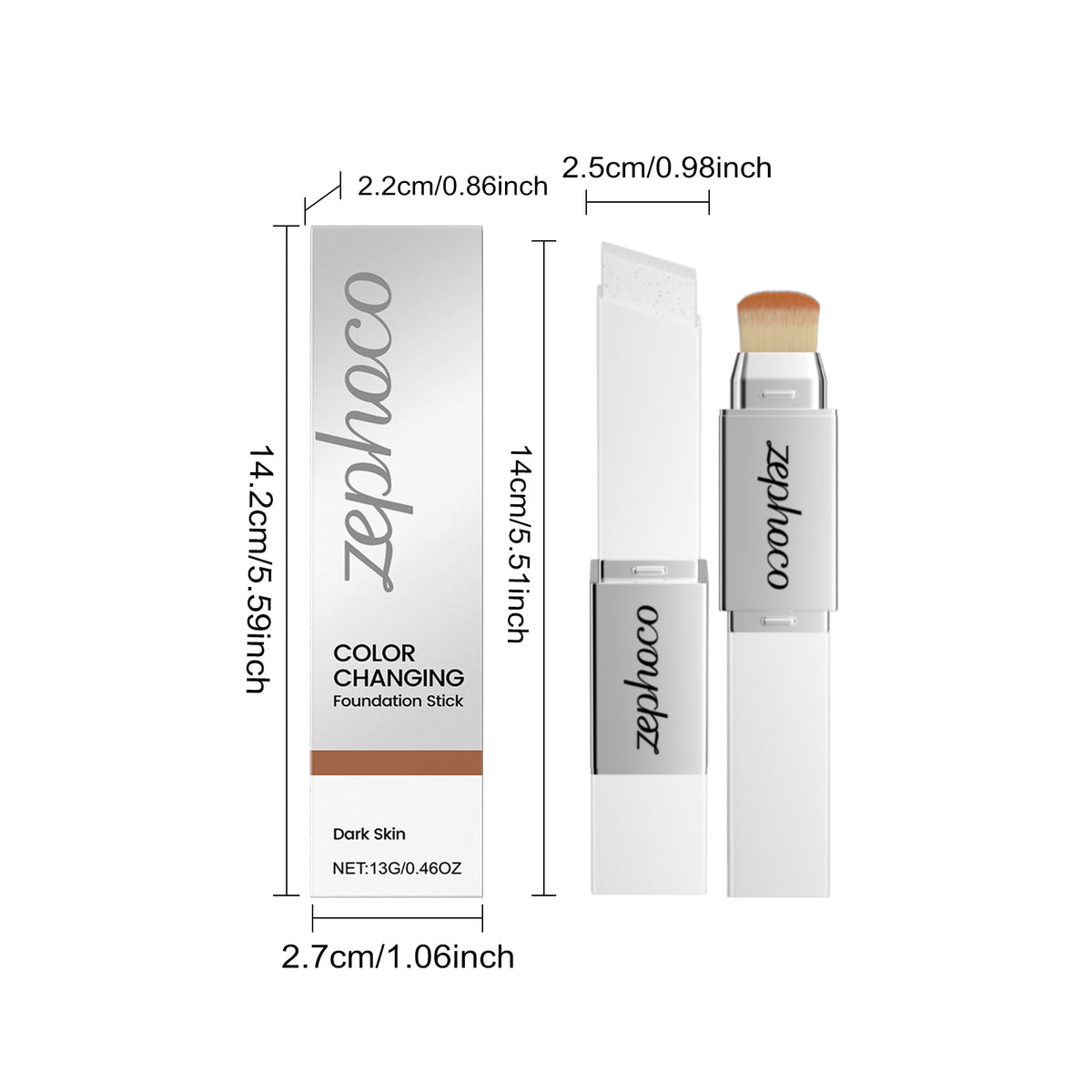 Two In One Color Changing Foundation Make-up Stick -dark Skin-13g 1
